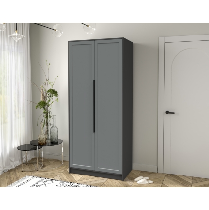 Шкаф распашной Тренд КТ-Ш2 (Антрацит ЛДСП/ Серый ЛМДФ) Ш918 В2128 Г547